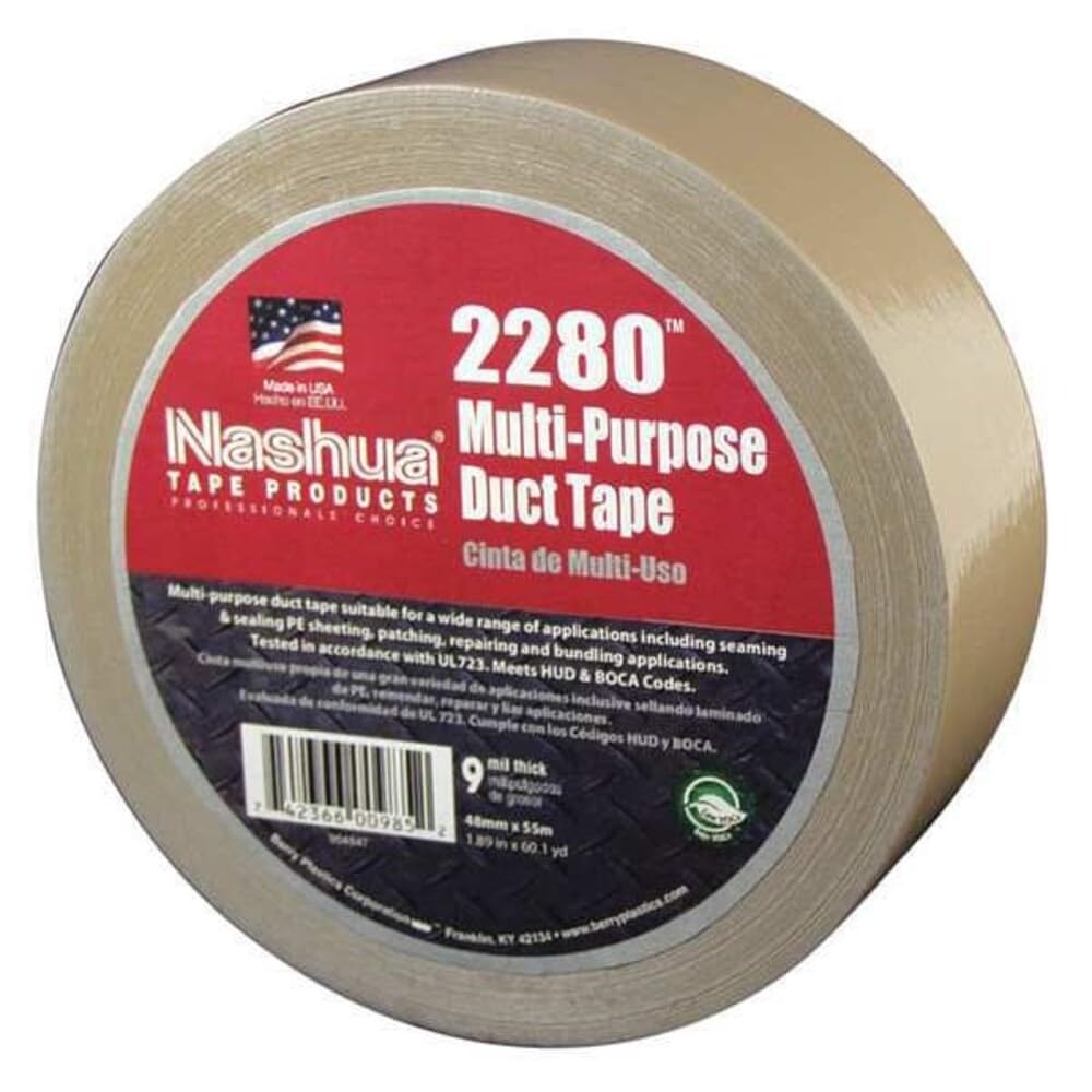 Nashua 2280 Tan Duct Tape, All Purpose, Water Resistant, 1.89 Inch x 60 yds, 1 Roll