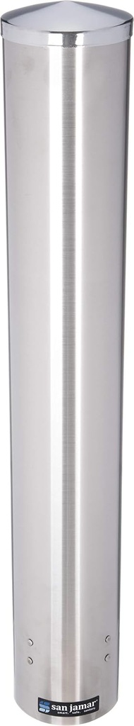 San Jamar Small Pull-Type Cup Dispenser Fits 4-10 Oz Cups with Flip Caps for Restaurants, Dining Halls, and Fast Food, Stainless Steel, 23.5 Inches, Silver
