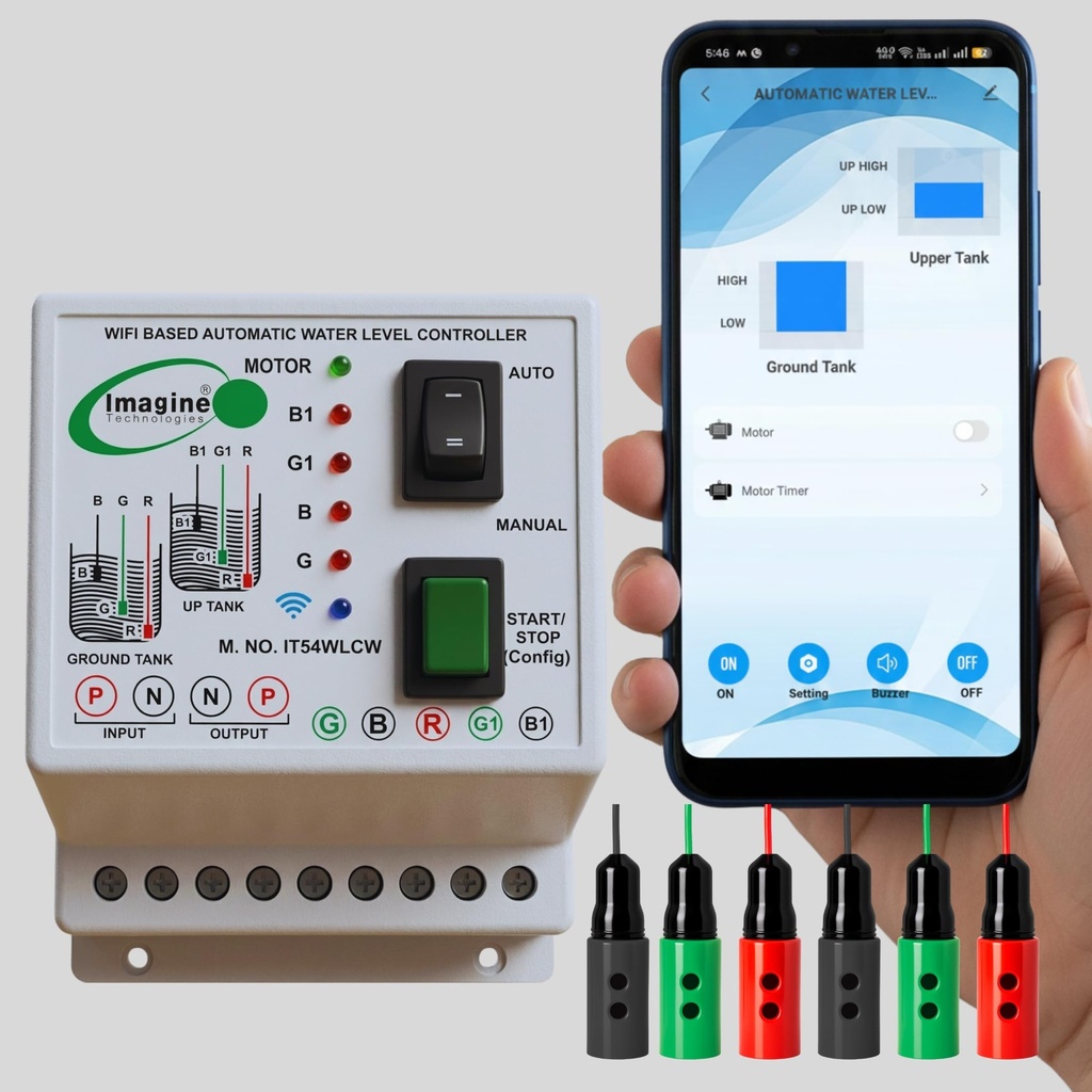 Smart WiFi Based Fully Automatic Water Level Controller With Dry Run Protection | Smart Water Pump Controller | Supports Up to 2 HP Motor | App Control with Alexa &