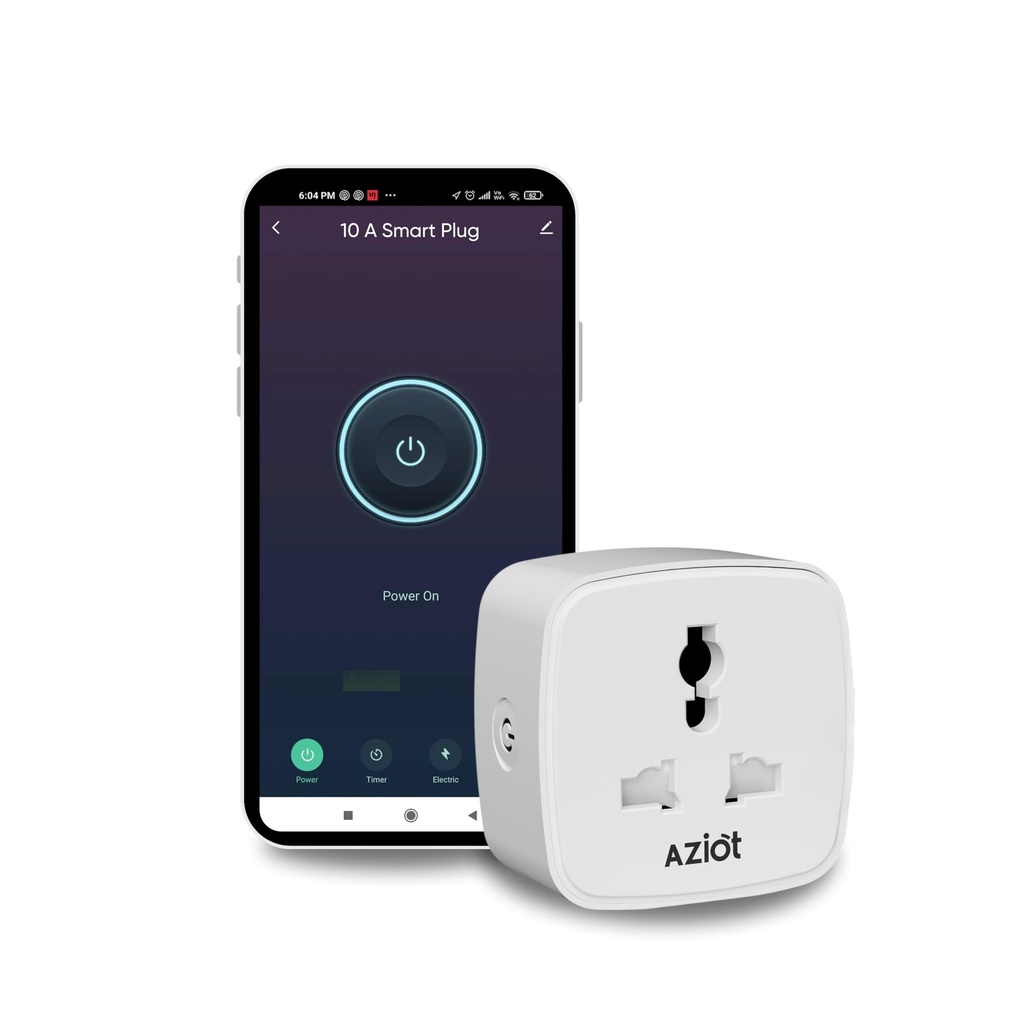 AZIOT 10A Smart Plug with Energy Monitoring – WiFi/Bluetooth – Made in India – Timer Function – Works with Home & Alexa