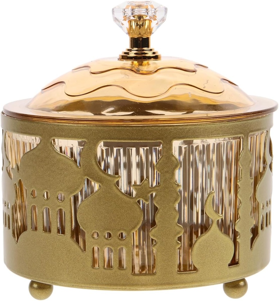 Ramadan Candy Dish with Lid, Eid Mubarak Trays Plates Serving Jar Ramadan Food Storage Container Eid Cookie Trays Trinket Box for Eid Party Supplies