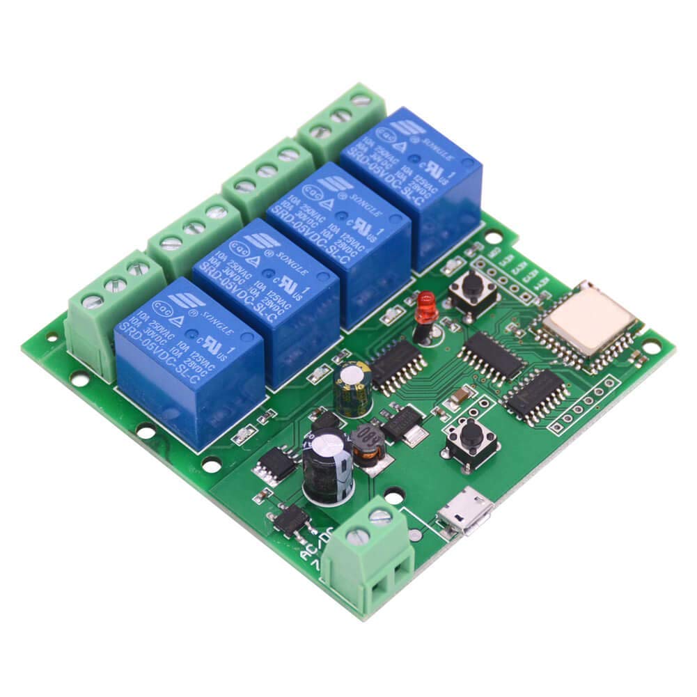 REES52 WiFi Wireless Inching Relay Monentary/Self-locking Smart Switch Module DIY Smart home Gadget DC 5-32V Input Ewelink App Compatible With Alexa Echo home Nest IFTTT SONOFF (ST-DC4)