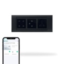 Aziot 6 Module Switch Board Plate | Smart 4 Touch, Fan Touch SW & Socket (Glass Finish) | WiFi + BLE | , Alexa & Siri (Black)