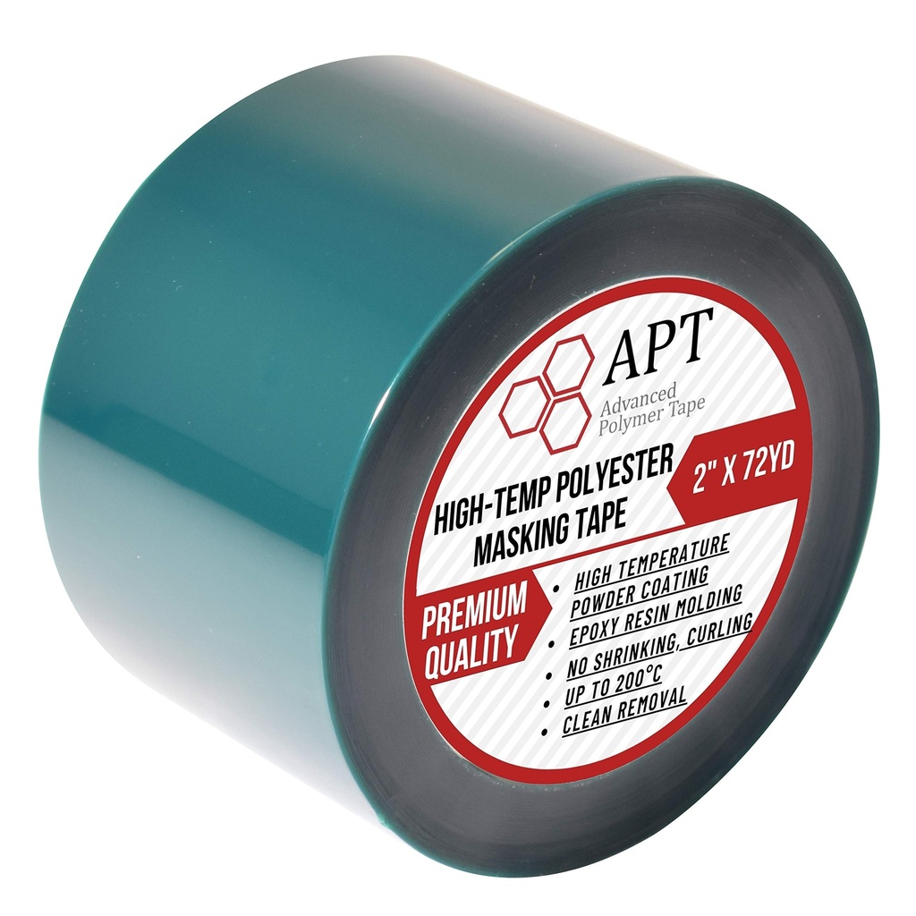APT Polyester Tape with Silicone Adhesive, High Temperature, 3.5 Mil Thickness, Powder Coating, E-Coating (1, 2" x 72Yds)
