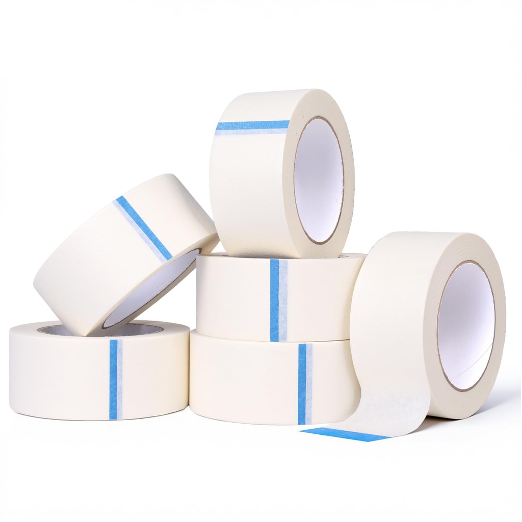 Masking Tape, 2 in x 55 YD, 6 Rolls, 330 YD Total