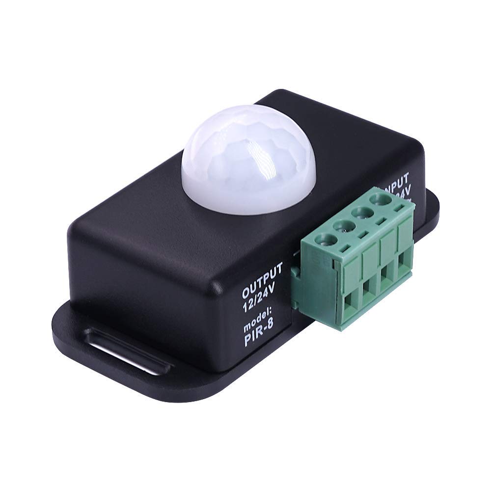 protium 12V 24V PIR Sensor LED Dimmer Switch Motion Timer Function, PIR Controller for LED Strip Tape Lights