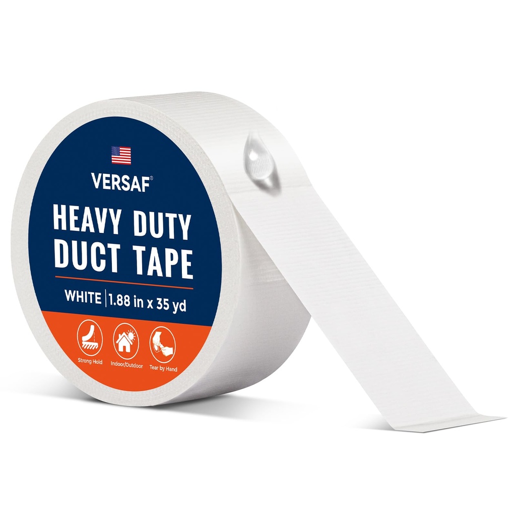 VERSAF Duct Tape Heavy Duty Waterproof White, 1.88 in x 35 yd 1 Roll