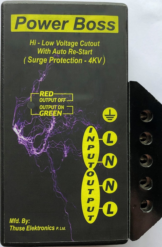 Power Boss Home Protector 28A (High Low Voltage Cutout with auto-Restart with Surge Protection up to 4KV)