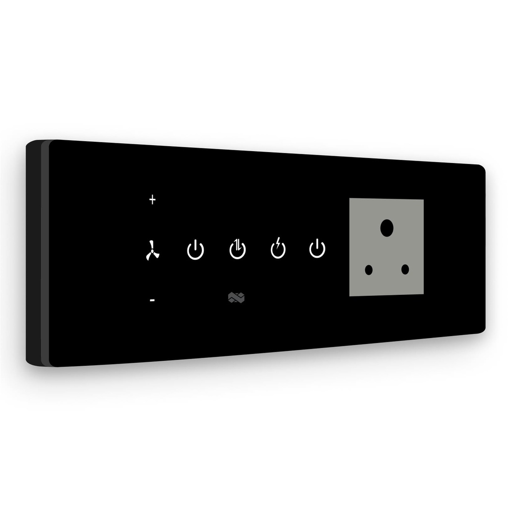 IOTICS Smart Wifi Switch Board: 3 x Switch, 1 Fan & 1 Smart Plug Module. Touch Control, Remote, App Control. Voice Control with Alexa & Assistant. Smart Touch Switch Board For Home Automation (Black)