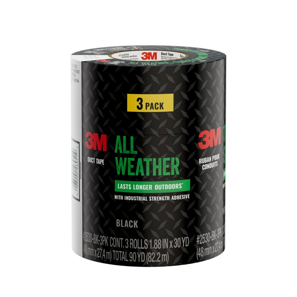 3M All Weather Black Duct Tape, 1.88 in x 30 yd, UV/Water Resistant