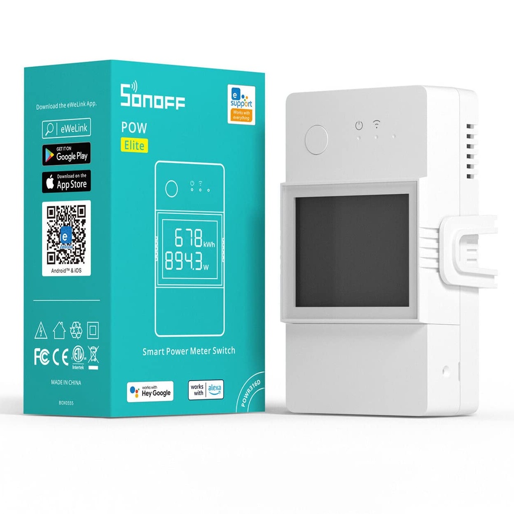 amiciSmart Wi-Fi Smart Switch, 20A Remote Control for Home Appliance, LCD Display for Real-Time Power Monitoring Compatible with Alexa, Home, etc.