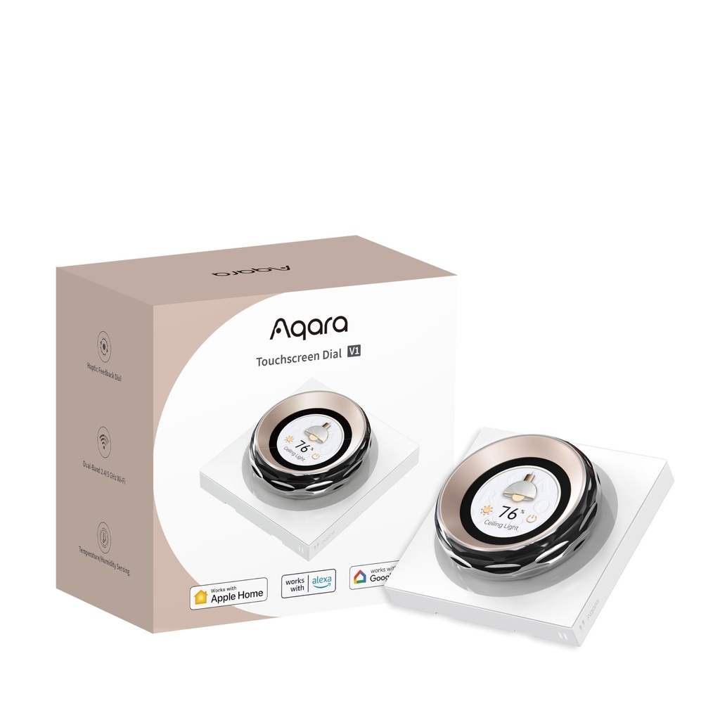 Aqara Touchscreen Dial V1 EU, 2 Electrical Switches and 6 Wireless Switches, ON/Off Control & Fine-Tuning Settings, up to 18 Aqara Devices Supported, Supports Apple Home, Alexa,