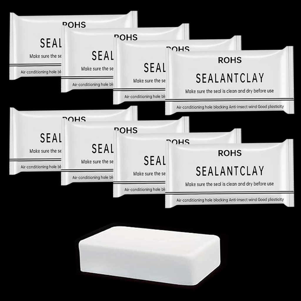 8-Pack White Seal Putty Waterproof Duct Seal Repair Sealing Clay, Quick Mending Mud for Drain Connection,Air Conditioning Hole, Wall Hole