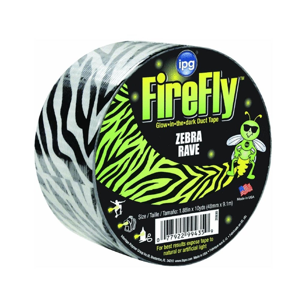 Intertape Polymer Group ZEB30 1.88-Inch by 10-Yard Fire Fly Zebra Glow in the Dark Duct Tape