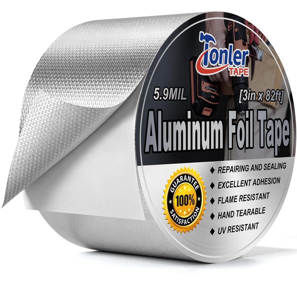 Fiberglass Aluminum Foil Tape 3" x 82ft Flame Retardant Heat Reflective