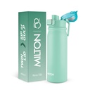 MILTON Reva 750 ISI Certified Stainless Steel Water Bottle with Twin Lid Sip or Gulp, 750ml | Single Wall, BPA-Free, Leakproof | Sturdy Handle | Ideal for Home, Office, Gym & Travel, Aqua Green