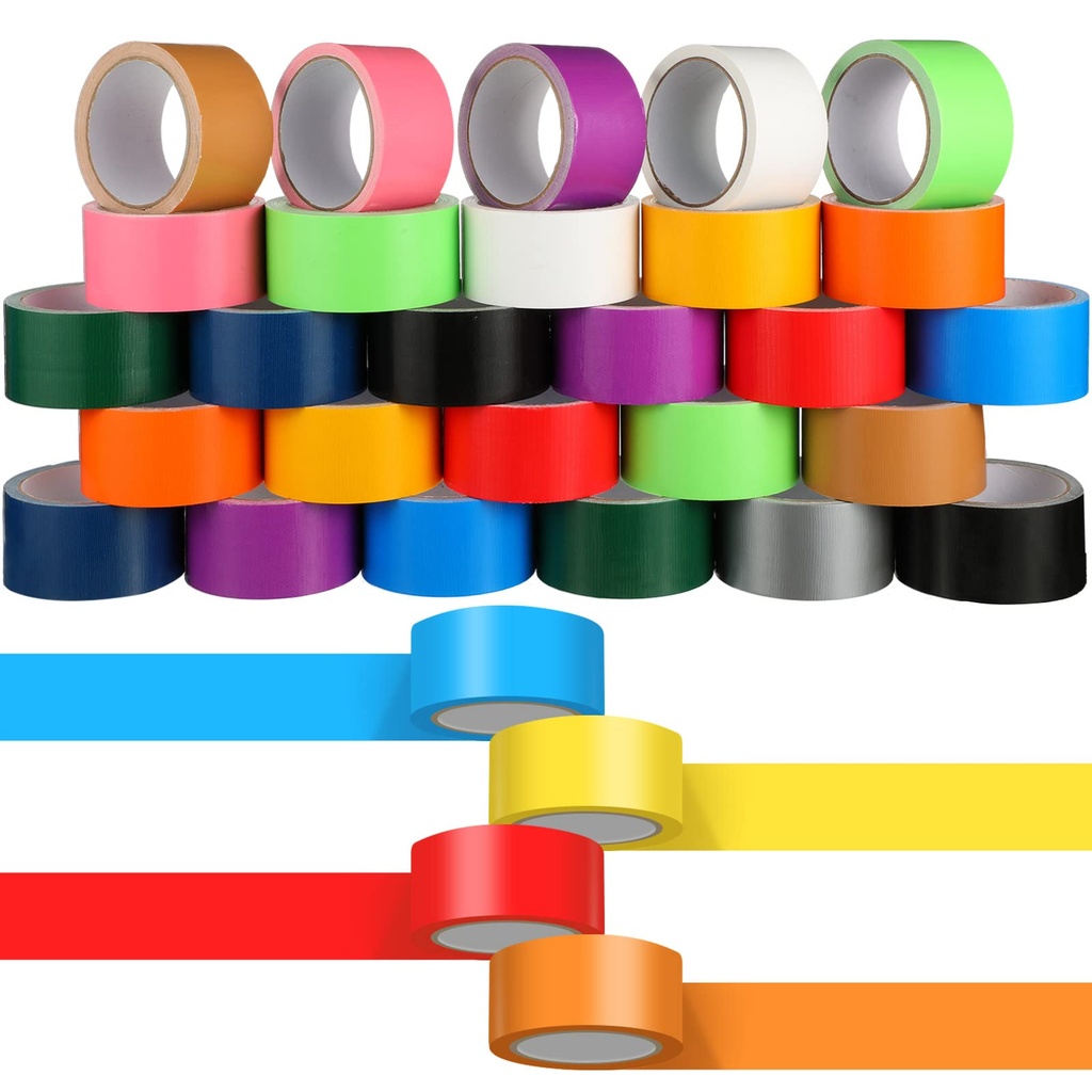 Fainne 24 Pack Colored Duct Tape Bulk, Colorful, 10 Yards X 2 Inches