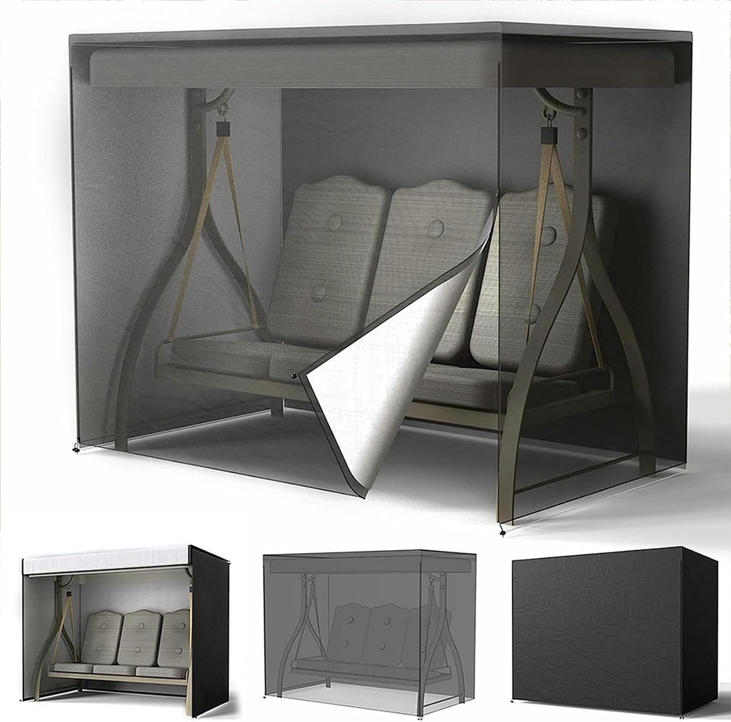 FLTRGO Patio Swing Cover Waterproof 3 Triple Seater Hammock Glider Cover 210D Heavy Duty Durable 3 Seater Garden Canopy Replacement Cover Outdoor Furniture Protective Cover