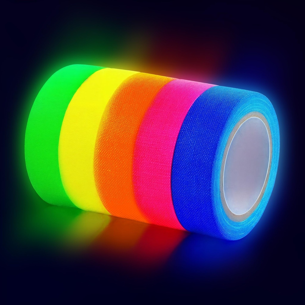 Oskal 5 Pcs Neon Duct Tape Bright Colors, 18 ft x 0.5 in, Tape Rolls