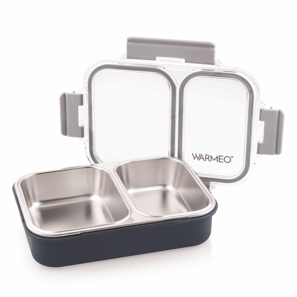 WARMEO BENTO Microwave-Safe Stainless Steel Lunchbox with 2 compartments,bpa Free,Perfect for Office, School, Travelling, 750ml-Grey