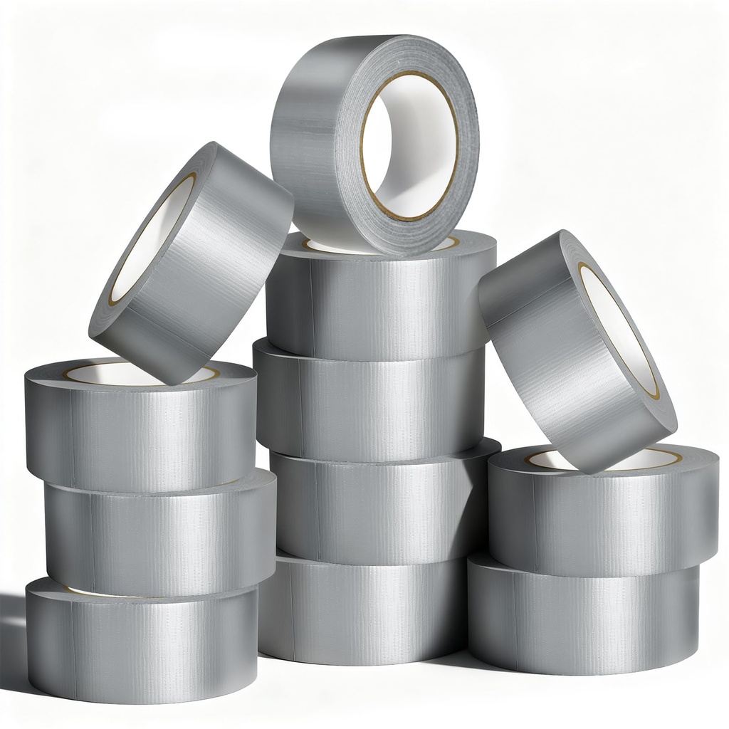 AISIMEE12-Pack Heavy Duty Duct Tape, 9 Mil Thick, 1.88” x 30 Yards, Waterproof & Residue-Free, Strong Adhesive for Indoor & Outdoor Repairs, All-Weather, Silver