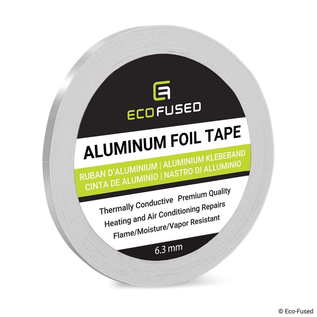 Adhesive Aluminum Foil Tape - for Heating and Air Conditioning Repairs - Thermally Conductive - Flame/Moisture/Vapor Resistant - Heat and Light Reflective (0.25 inch x 27 Yards)