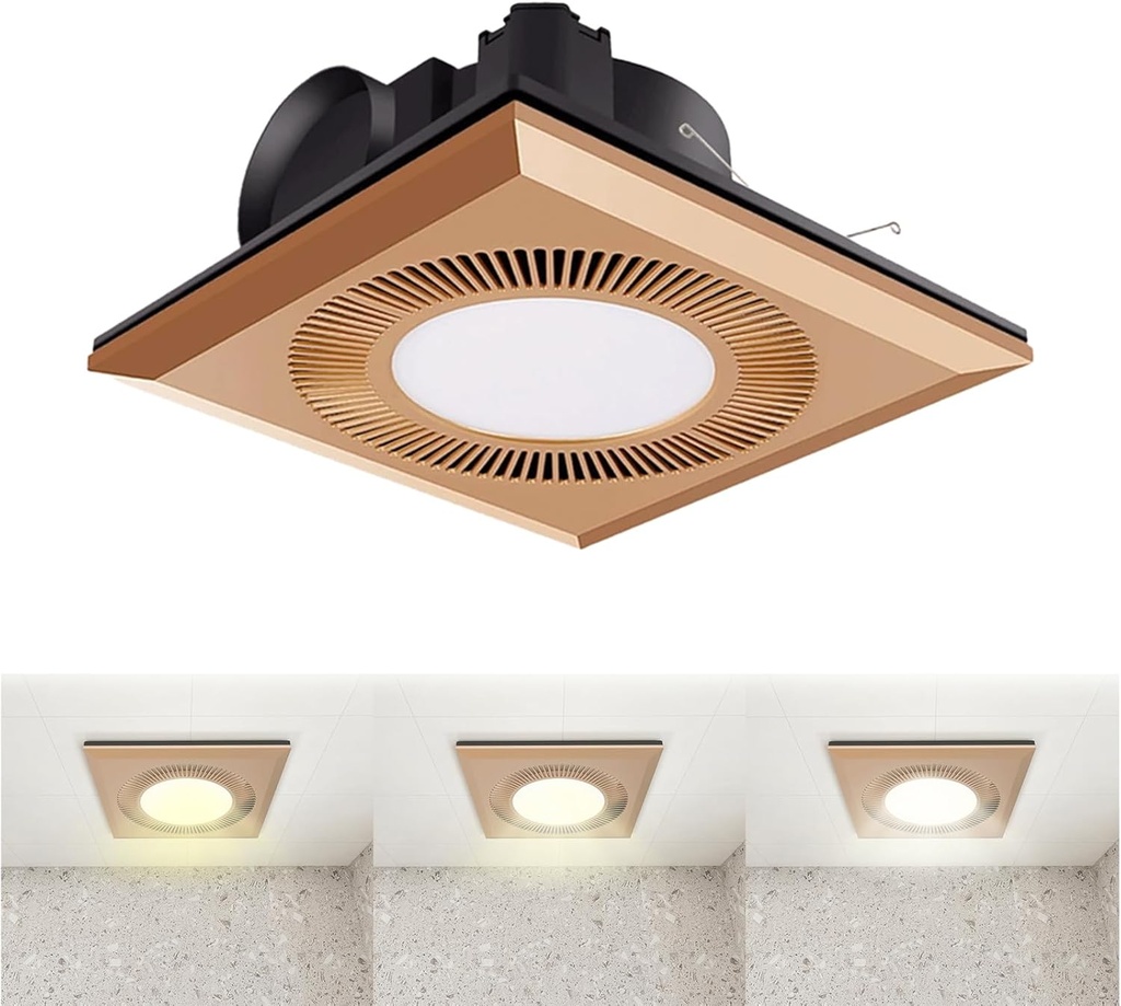 Bathroom Exhaust Fan with Light, Bath Bathroom Vent Fan and Light Combos, 1.2 Sones Quiet Ventilation Shower Fan, 165 CFM bathroom fan for Shower, Toilet, Laundry Air Circulation