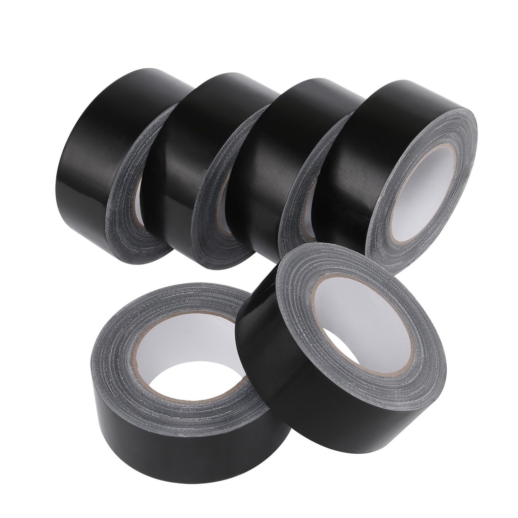 Lichamp 6 Rolls Heavy Duty Black Duct Tapes, 2 Inches x 25 Yards, 17 mil
