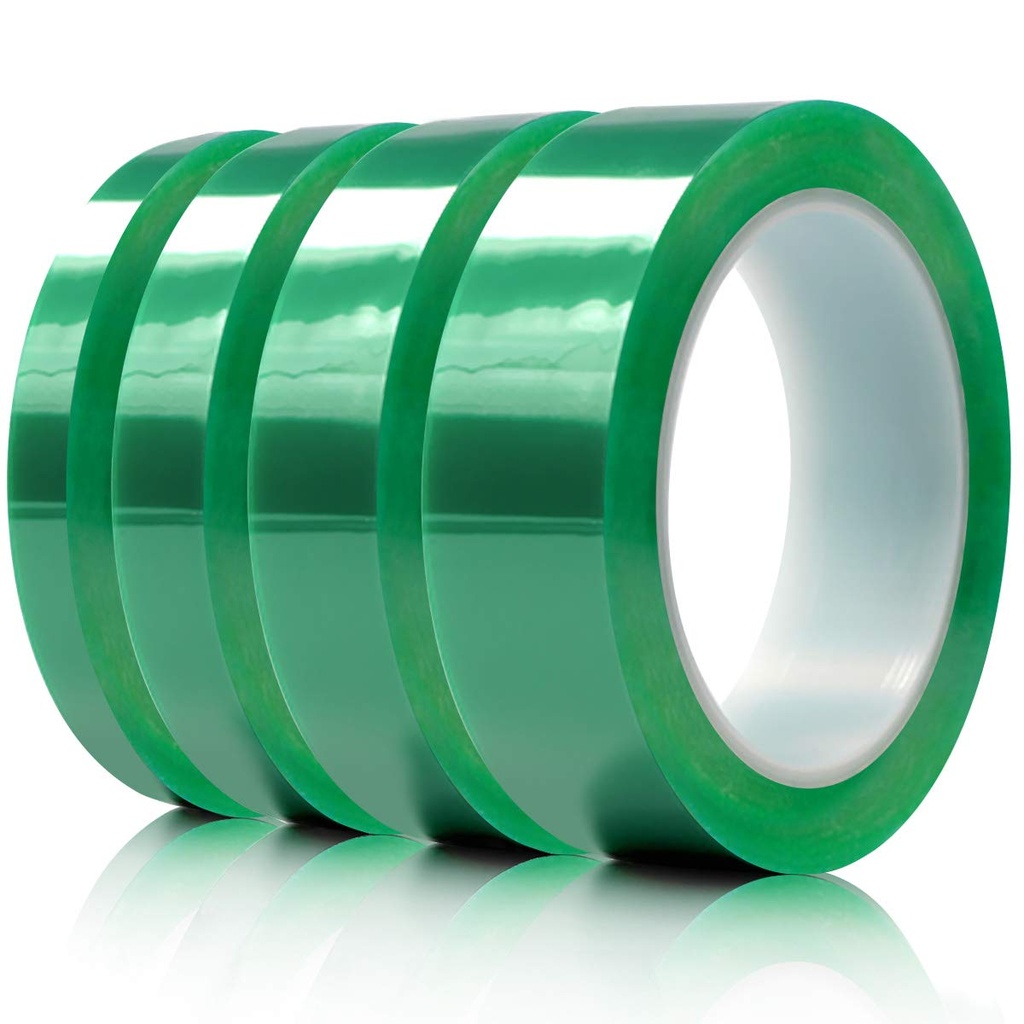 High Temperature Polyester Tape, Powder Coating Masking Tape, 428°F Continuous / 500°F Short-Term, Silicone Adhesive, 4 Rolls, 1/4 in, 1/2 in, 3/4 in, 1 in x 36 yd