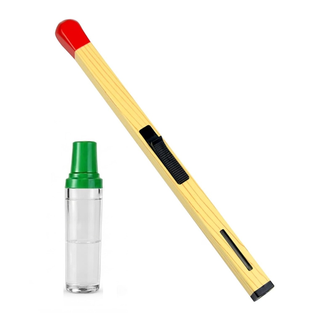Sajani Unique Matchstick Design Refillable Butane Lighter | Compact and Portable Burner with 10ml Gas Refill Bottle | Gas Lighter for Kitchens, Smoking, Candles & Outdoor Use (Pack of 1) (Lighter)