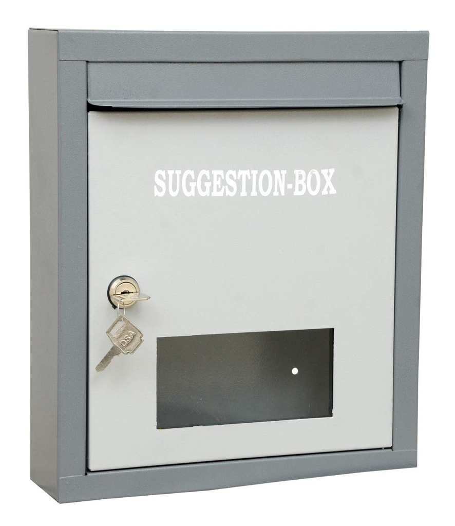 Lepose High Grade Metal Suggestion Box/Letter Box/Complaint Box/Donation Box with Two Key Lock Wall Mountable or On Table Surface (Gray)