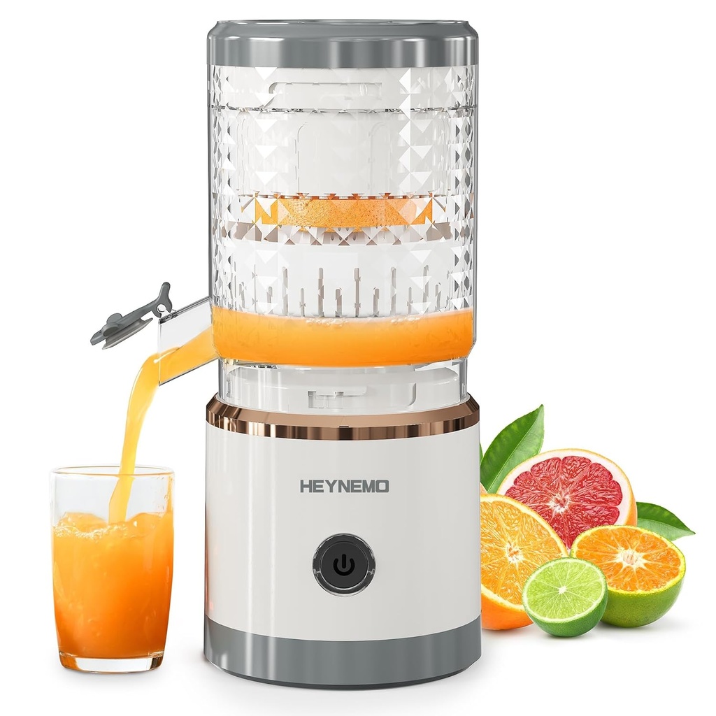 Electric Citrus Juicer Machines, Rechargeable Lemon Juicer Squeezer with USB Cable & Cleaning Brush, Portable Juicer for Fresh Orange, Lime, Grapefruit, Easy to Clean, White