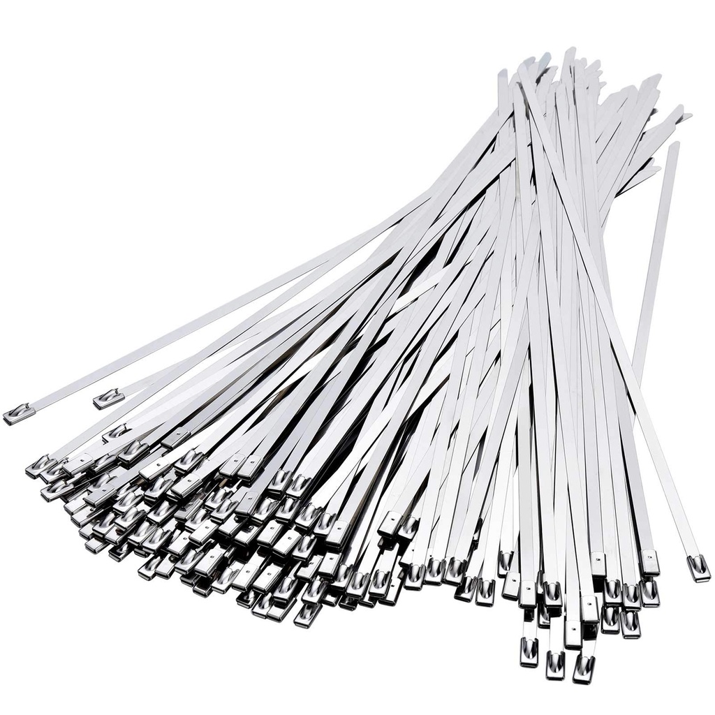 Metal Cable Zip Ties Heavy Duty 7.8 Inch, Premium Stainless Steel Multi-purpose Self-locking Cable Ties Suitable in machinery, vehicles, farms, pipes, roofs,cables, Outdoor binding, 25 Pcs