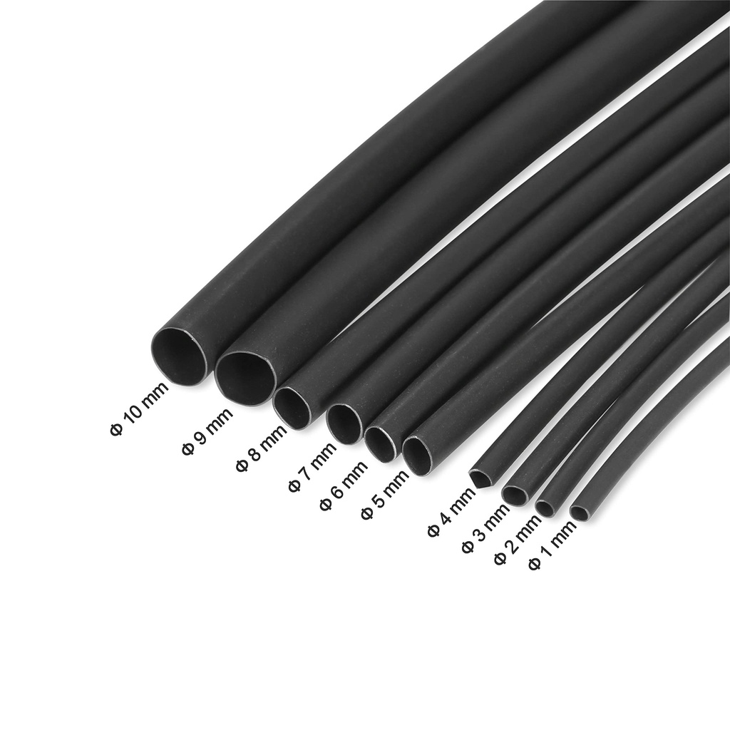Wire Sleeve Polyolefin Heat Shrink Wrapping Tube 1 mm, 2 mm, 3 mm, 4 mm, 5 mm, 6 mm, 7 mm, 8 mm, 9 mm, 10 mm Repair Mobile Phone Charger Cables, Head Set Wires, Electrical Cables - Each 2 Meter