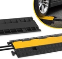 Dolphy Rubber Cable Protectors, 2 Channel Hose Cable Protector Ramp Heavy Duty Traffic Speed Bump Hose Cord Protective Cover Ramps with Yellow Flip-Open Top Cover, 5450kg Load Capacity
