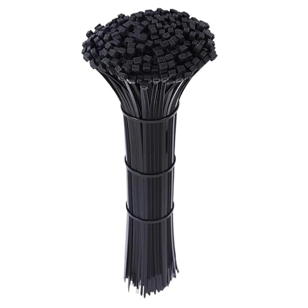 Hian 8-Inch Black Zip Ties – 100-Pack, UV Resistant, 50lb Tensile Strength, Self-locking Plastic for Indoor and Outdoor Use (Black 200mm x 3.6mm)