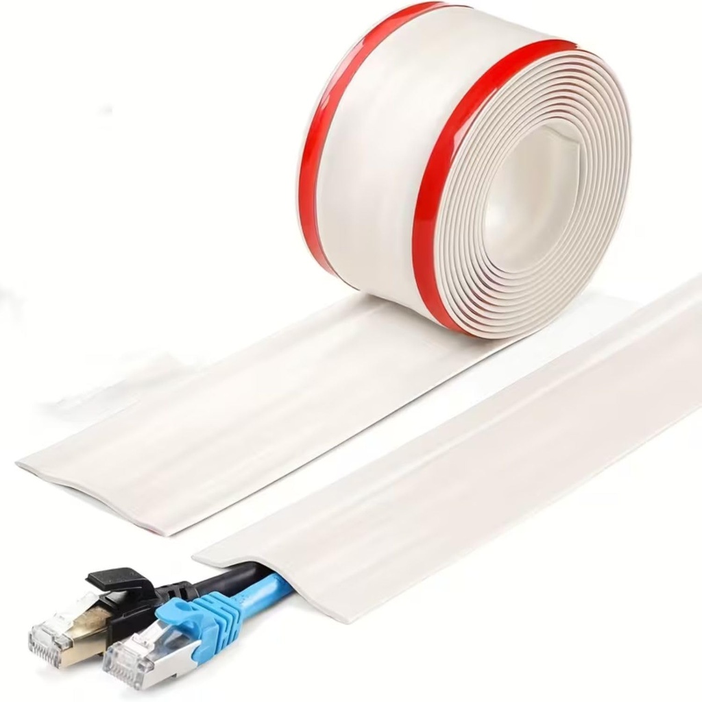 Floor Cord Cover PVC Cable Protector for Wires on Floor, Cord Hider for Extension Cables, Wire Cover for Cable Management, Wire Hider for Wall (1 Meter + 1 Meter)