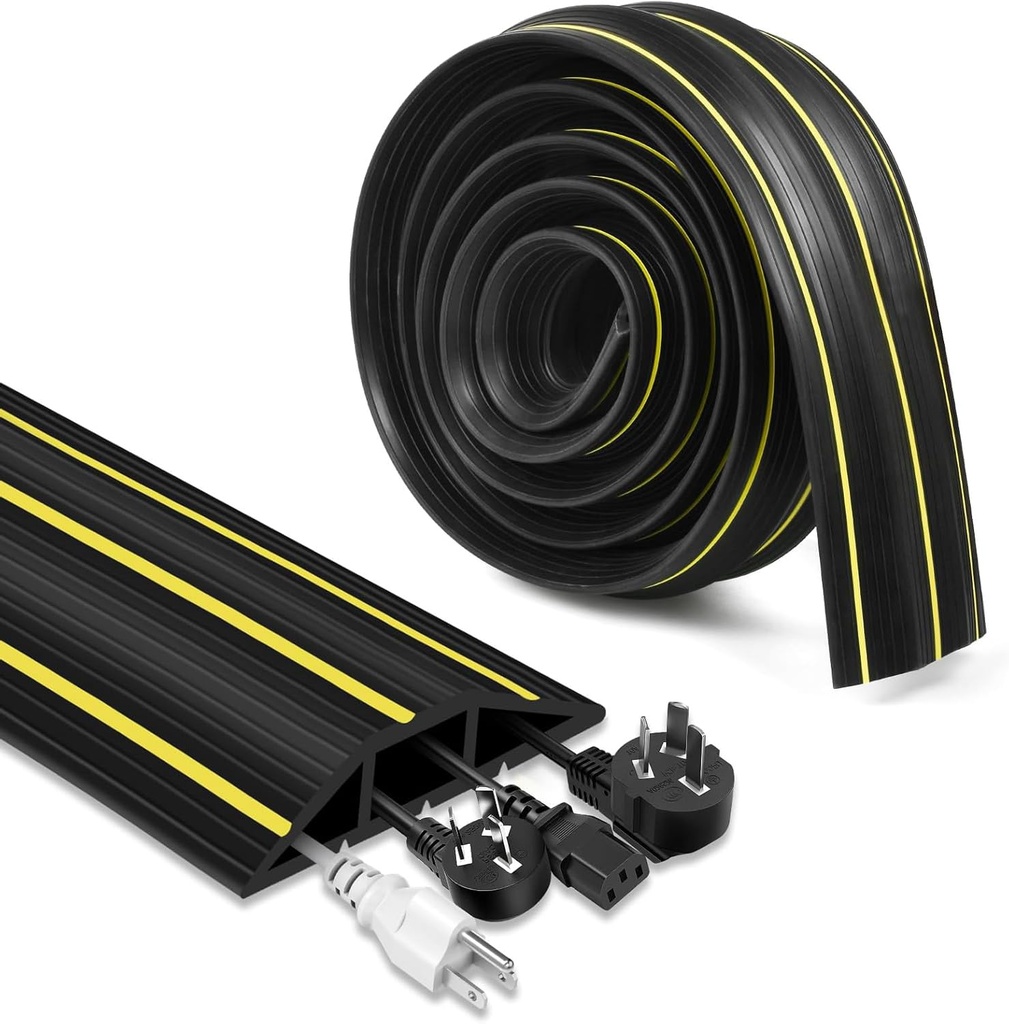 HASTHIP® 6.56ft Floor Cable Cover with 3 Channels, Cord Covers for Wires