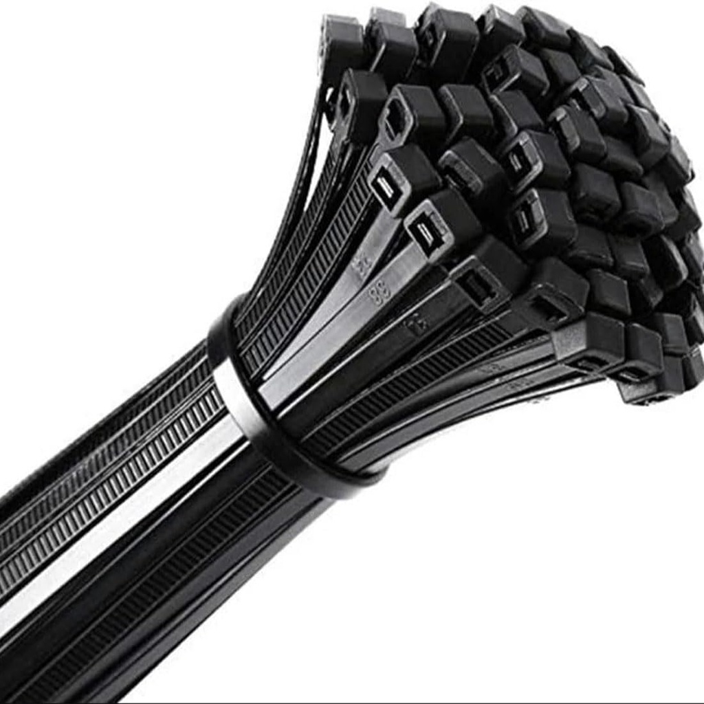 Teeth Grip Nylon Self Locking Zip Cable Ties, Black 300mm 12" inch, Pack of 100) Multi-Purpose Heavy Duty Cord Management Ties, Plastic Ties for Home, Office, Garden, Workshop.