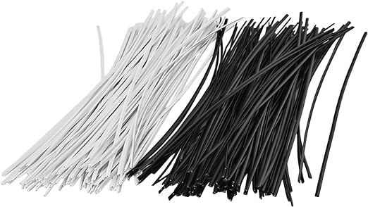HAKUHO 200-Piece Reusable Metallic Twist Cable Ties - Fasten and Organize Wires with Ease (6 Inch, Black and White) - Durable Cord Management Solution