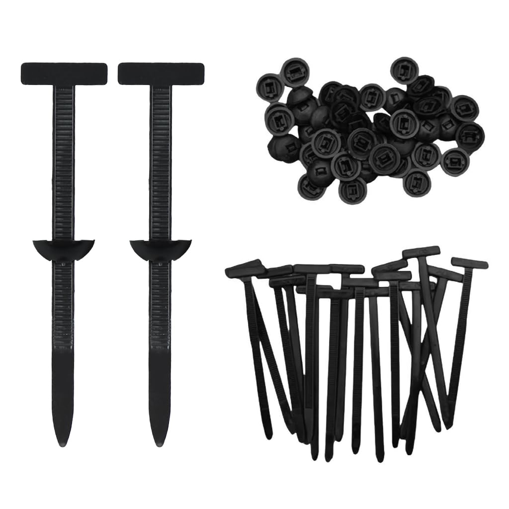 STHIRA 50Pcs Nylon T-Type Push Mount Cable Ties for Automotive Panels