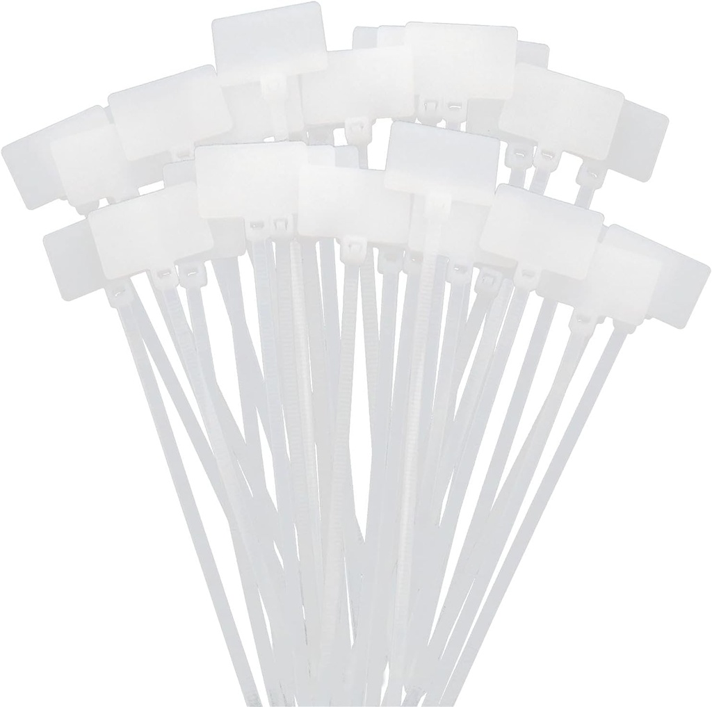 100Pcs 4" Zip Ties Write Wire Power Cable Label Mark Tag Nylon Self-Locking Tie Network Cable Marker Cord Wire Strap Zip Suitable For Organizing All Computers, TV, Modem And Other