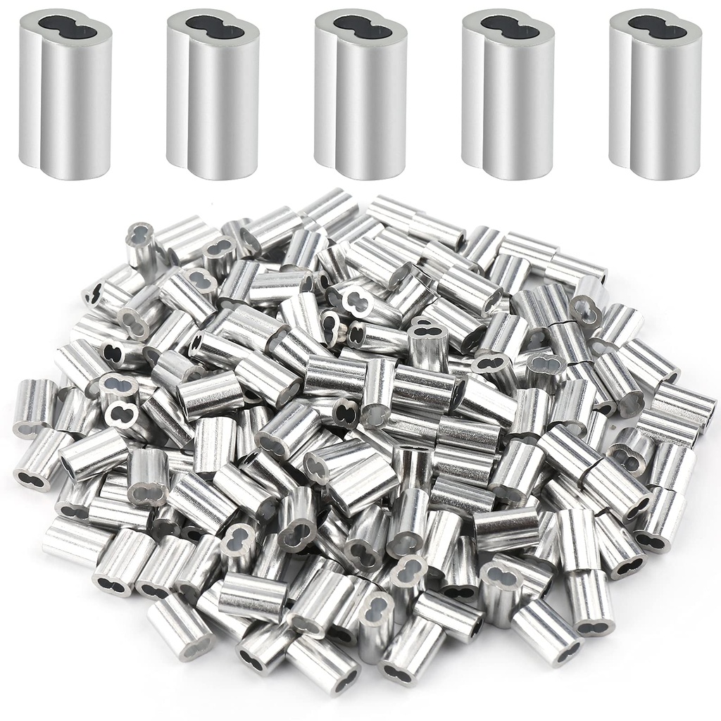 200 Pcs Aluminum Crimping Loop Sleeve 1/16", Cable Ferrule Wire Rope Sleeves Loop Sleeve (200 Pcs)