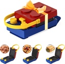 【Holiday Red】Candy 3-in-1 Waffle Maker, Grilled Sandwich Maker with Removable Plates, Bricks Design, Fun Gift for Kids, Panini Press for Breakfast, Snacks or Pancakes, Nonstick Iron Mini Toaster