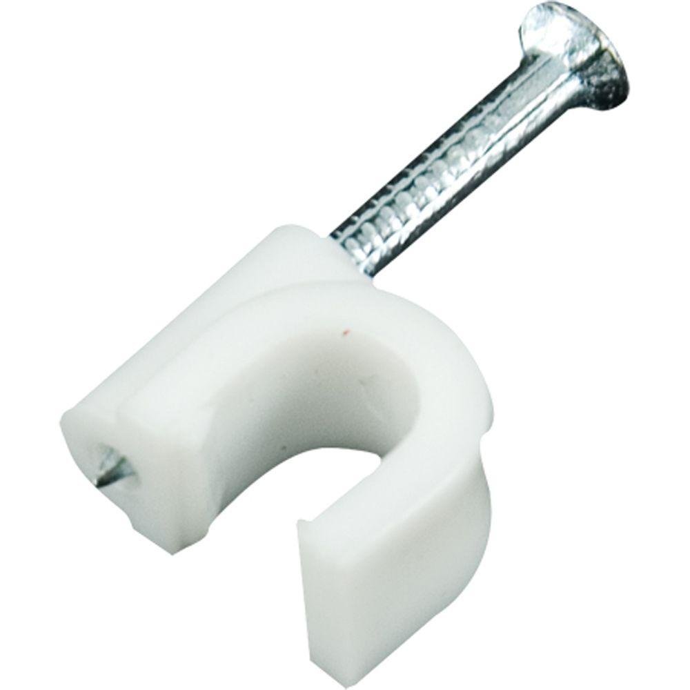 Mufasa 6mm Diameter Wire Fastener Circle Cable Clips with Metal Nail (White) - Pack of 100 Pcs