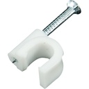 Truvic 100 Pcs 6mm Diameter Wire Fastener Circle Cable Clips with Metal Nail (White,6 mm)