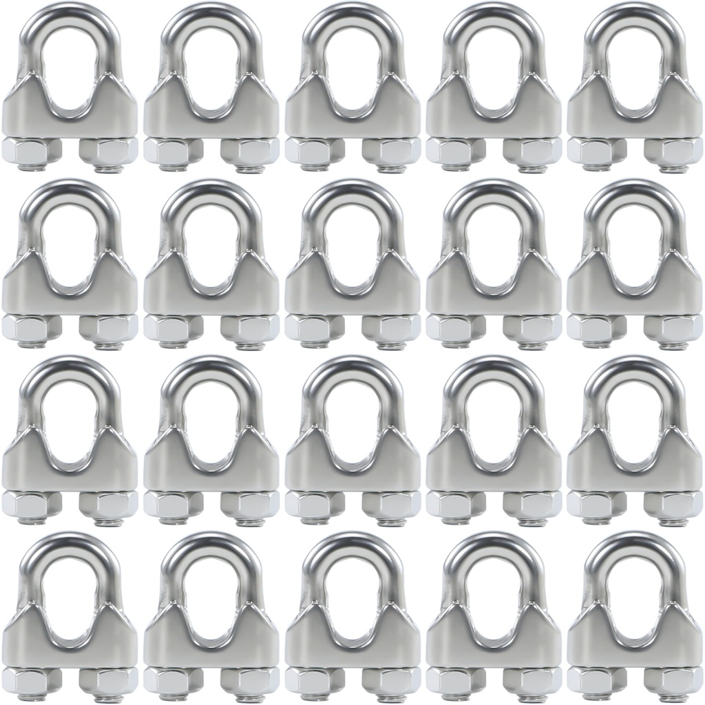 20PCS 1/8 Inches M3 Stainless Steel Wire Rope Cable Clip Clamp