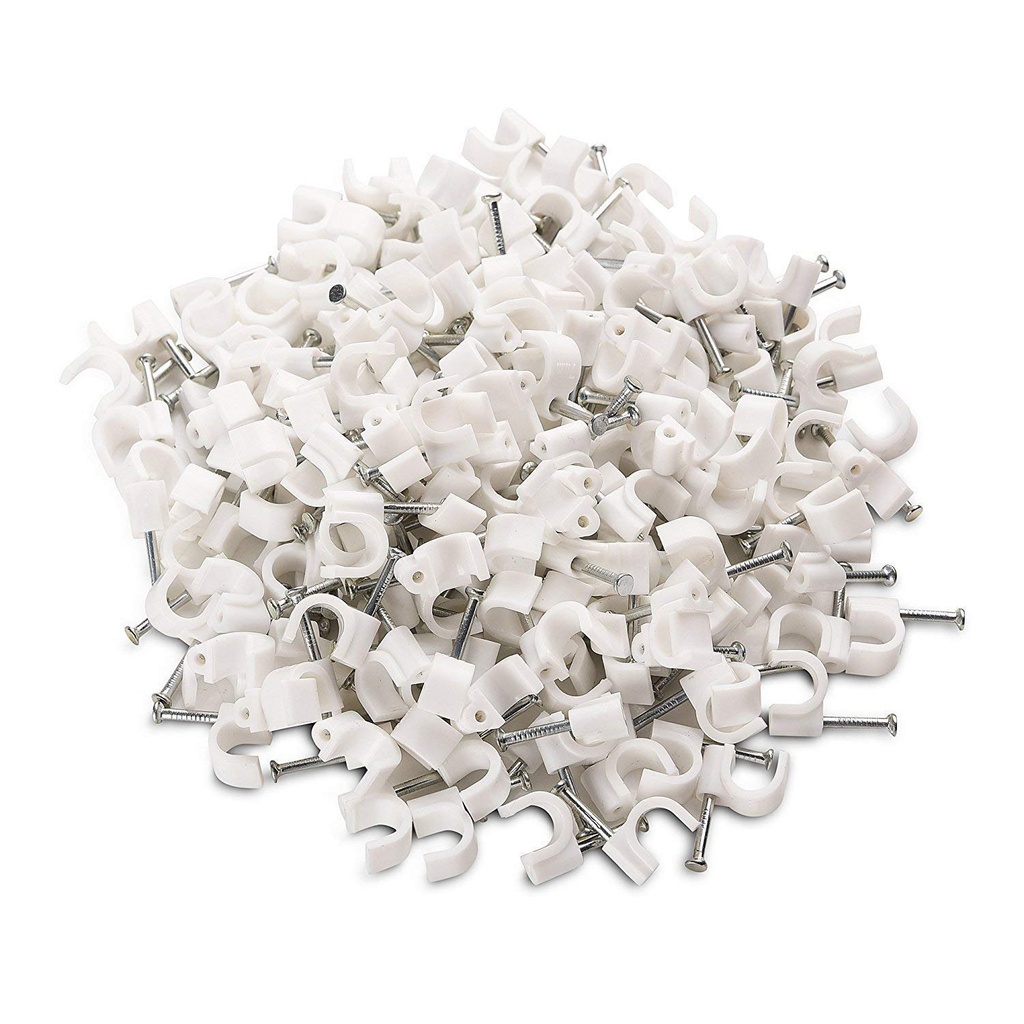 CARE 'N' TOUCH 100pcs Cable Clips with Steel Nails 9mm Cable Management for RG6, RG59, CAT6, RJ45 Cable Coax Cable, Ethernet Cable, TV Wire Cable, Telephone Cable, Led Starlight, Print Cable