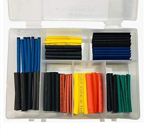 93 pcs Colours Assorted Polyolefin Heat Shrink Tube, Insulated Wire Cable Sleeving Wrap, Multicolour, 8 Different Cut Size with Box