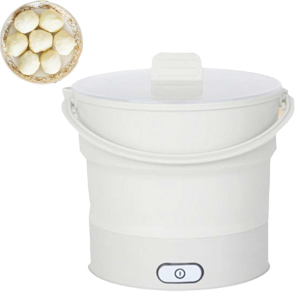 Foldable Electric Hot Pot Cooker Mini Electric Kettle Heating Pot Folding Water Boiling Pot with Steamer for Dormitory BBQ Travel